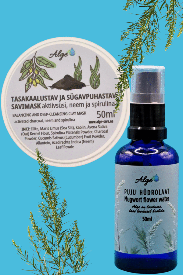 Tasakaalustav ja sügavpuhastav savimask + puju hüdrolaat